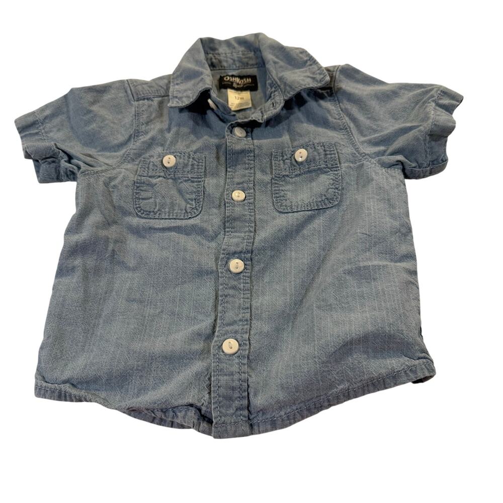 OshKosh B'Gosh Baby Boy 12M Button Up Shirt 100% Cotton - Picture 1 of 4
